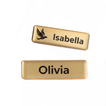 Gold & Silver Brushed Name Badges | 75mm x 25mm