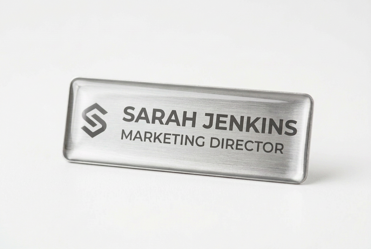 Gold & Silver Brushed Name Badges | 75mm x 25mm