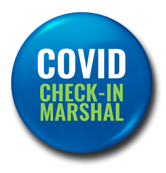 45mm COVID Check in Marshal Badge | Made in Australia
